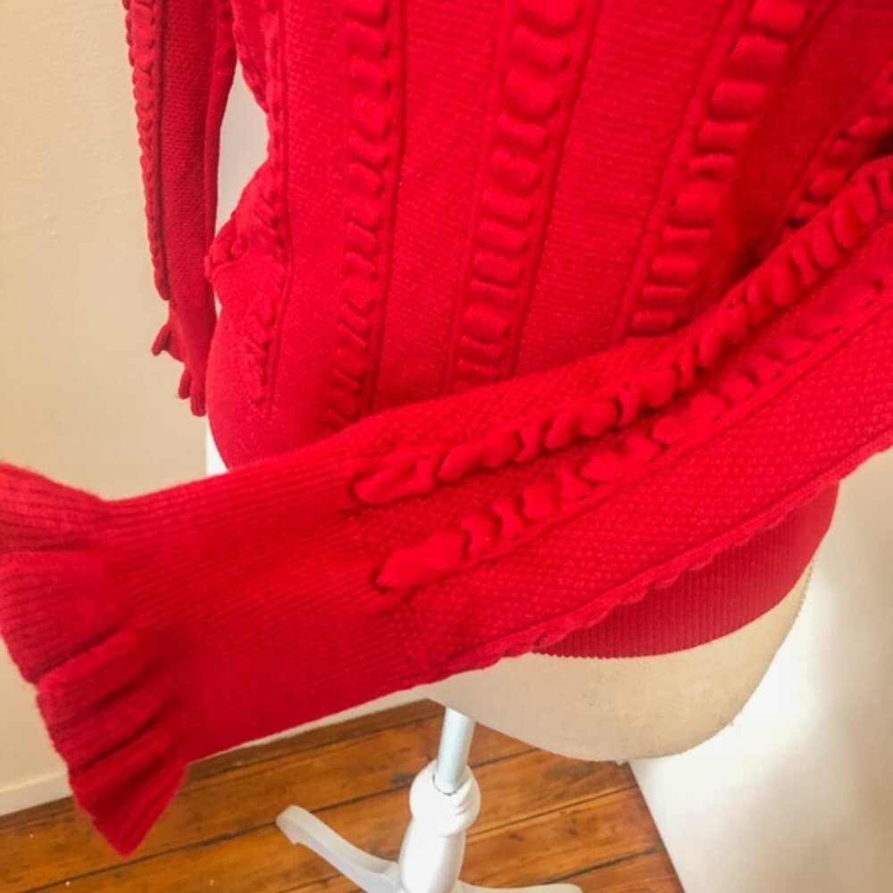 & Other Stories Red Sweater with Ruffle Detail, Mock Neck - Picture 5 of 10